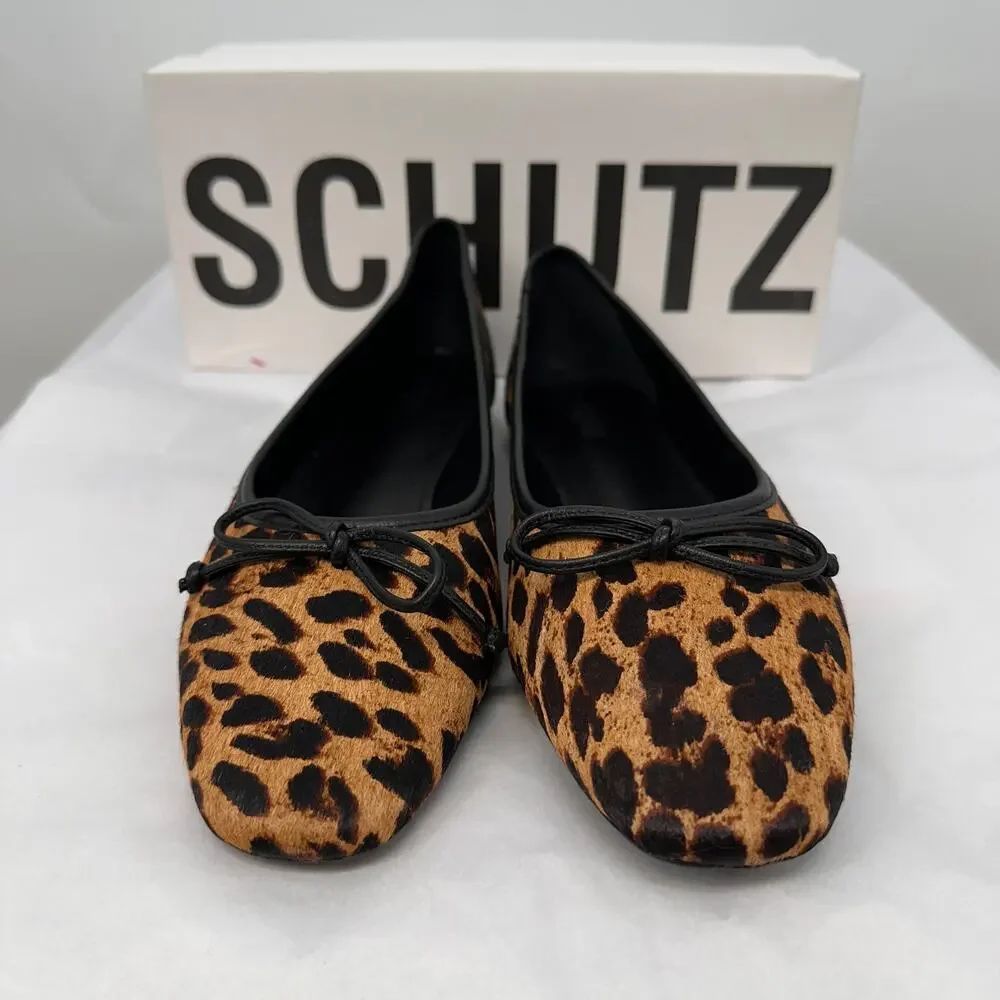 SCHUTZ New in Box Arissa Leopard Ballerina Square Toe Flats in Leopard // 9.5